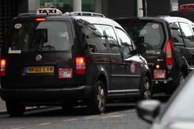 A hackney carriage taxi rank