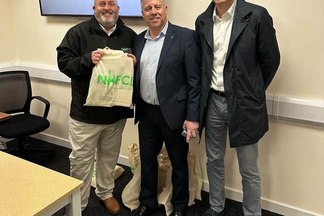 Patrick Drury and Darrell Jones, from NVFCL, with Hariz Grozdanic, from the FITOK Group.