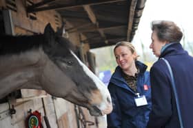 Stable Lives director Carrie Byrom welcomed Princess Anne to Parbold Equestrian Centre in 202