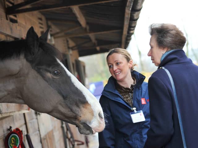 Stable Lives director Carrie Byrom welcomed Princess Anne to Parbold Equestrian Centre in 202