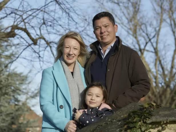Epsom College head Emma Pattison, 45, her husband George, 39, and their daughter Lettie, seven. 