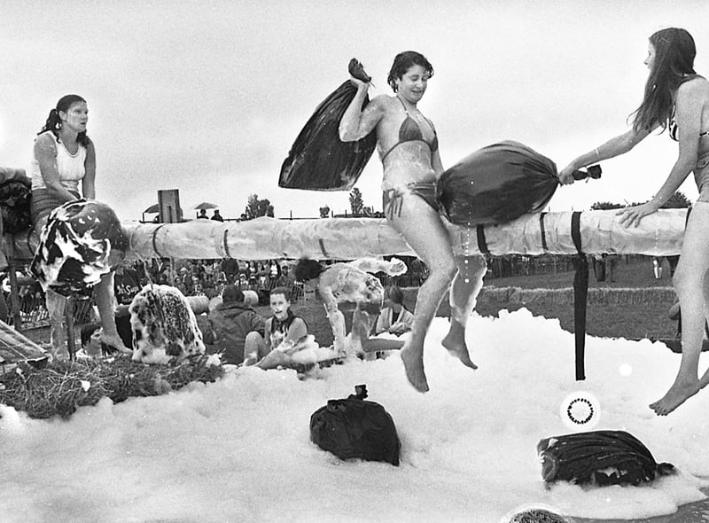 Competitors during the "It's a Knockout" tournament on Bank Holiday Monday 29th of August 1977.