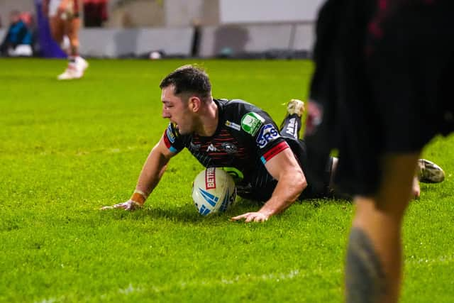 Wigan's Jake Wardle scored his second try of the season against Salford