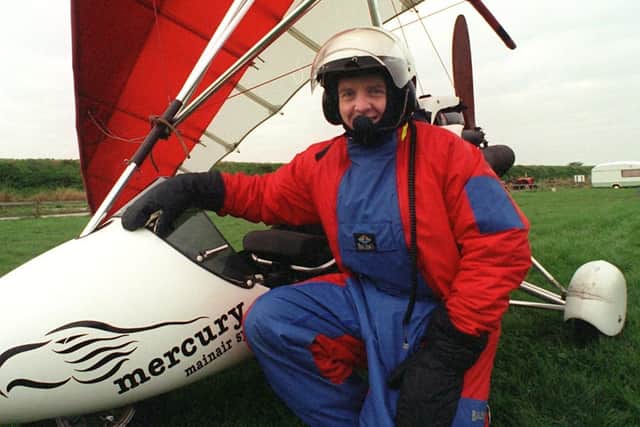Always happy to take on a challenge, here Neil Billingham prepares for a flight from the Northern Microlight School in St Michaels near Preston