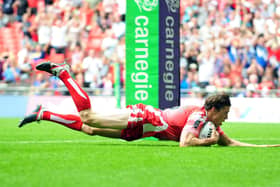 Joel Tomkins and his famous Wembley try in 2011
