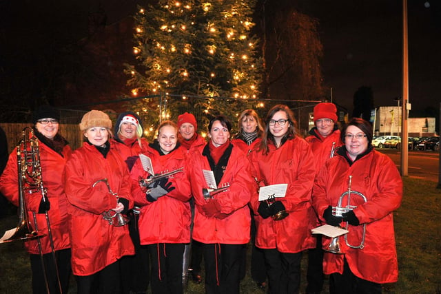 Friends of Bryn organised a Carol Service at Bryn Christmas Tree, Wigan Road, Bryn.
Pictured are the Trinity Girls Brass Band
