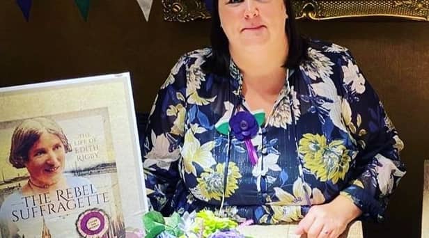Beverley Adams at the book launch for her Edith Rigby publication