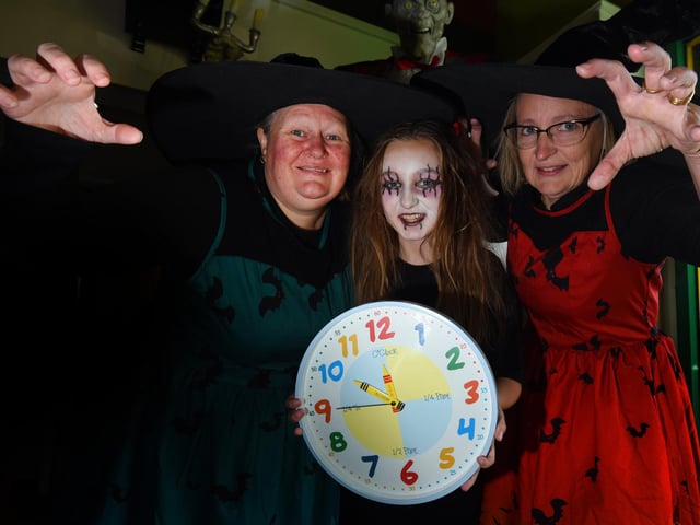 From left: Micheala Collier, Georgie Nelson, 10, and Bev Collier-Nelson at Little Buddies Play Centre, on Great George Street, Wigan, with the clock duties in 2022