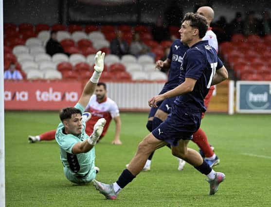 Dara Costelloe finds the mark at Accrington during his most productive pre-season