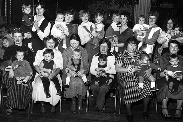 RETRO 1979 - The final line up of a mother and baby contest at Tiffany's Club in Wigan