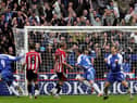 David Unsworth scores his famous penalty for Latics at Sheffield United in 2007