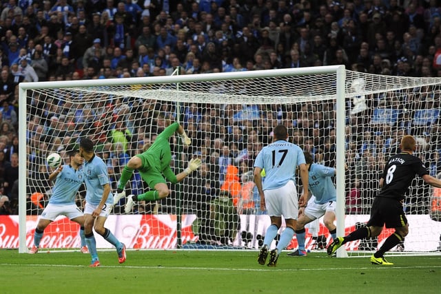 Ben Watson score at the FA Cup final in 2013 - he described it as the 'greatest moment of his life' scoring the winning goal in the FA Cup Final.