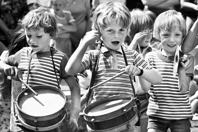 A young boy band on parade at Wigan Carnival on Saturday 7th of June 1975.