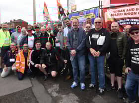 Workers from Pemberton Park and Leisure Homes LTD, Woodhouse Lane, Wigan, on the second day of strike action. The company has just released a statement.