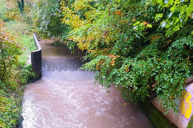 Cobbs Clough before work was carried out on the weir in the River Douglas
