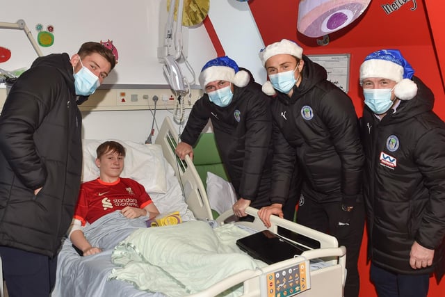 Callum Lang, Jamie Jones, Thelo Aasgaard and Mal Brannigan meet one of the patients