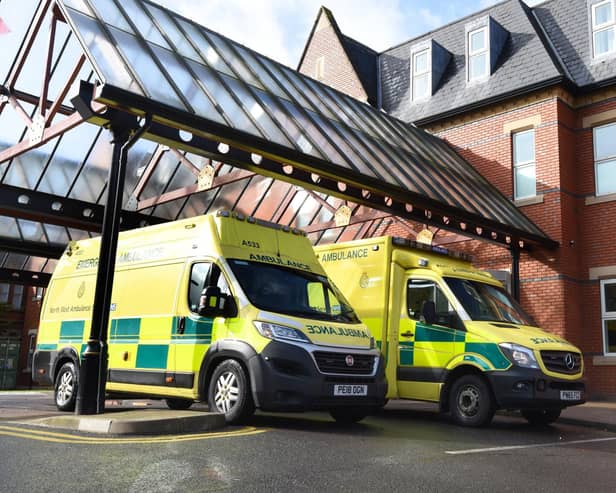 Ambulances outside Wigan Infirmary's A&E department