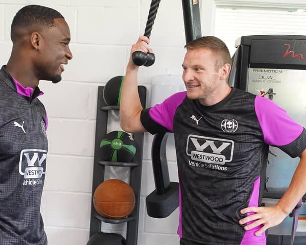 New signings Christian Saydee and Paul Mullin get to know each other at Christopher Park
