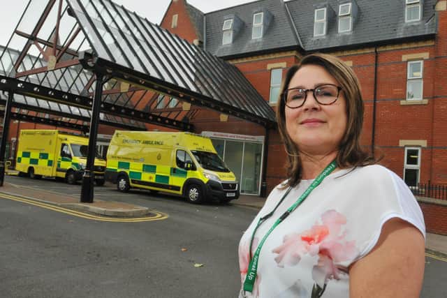 Mary Fleming, WWL’s deputy chief executive outside Wigan Infirmary