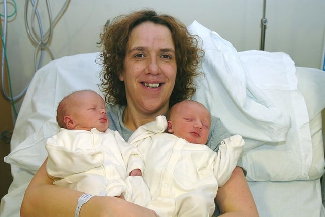 Kate Fleming, from Abram, welcomed twin boys born at Wigan Infirmary on New Year's Day in 2009. Arron (right) was born at 5.17am, weighing  7lb 11oz, and Lewis was born at 5.35am, weighing 7lb 5oz