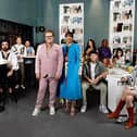 The contestants in the new series of Interior Design Masters with Alan Carr and Michelle Ogundehin (centre) (Picture: BBC/Darlow Smithson Productions)