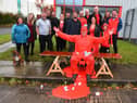 Mike Hyde, managing director at Truline Construction and Interior Services, Wigan, gets covered in red gunge for last years campaign