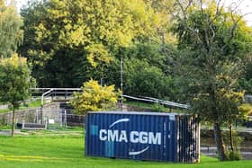 The giant shipping container which appeared in the middle of the picturesque village