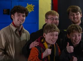 Members of The Lathums plus fans at a Curious Minds event