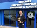 Will Keane with his Wigan Today 'Player of the Year' award