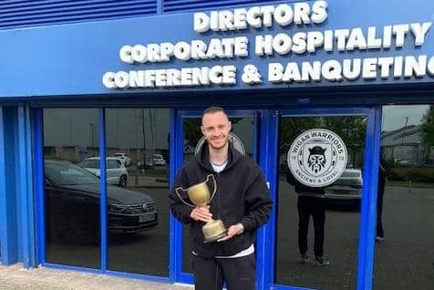 Will Keane with his Wigan Today 'Player of the Year' award
