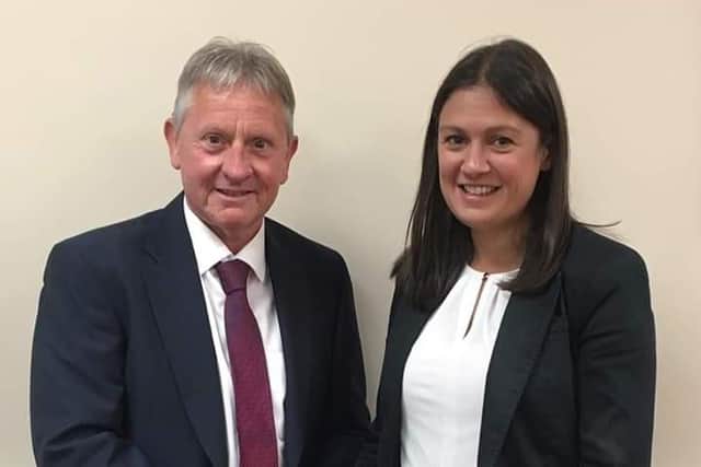 Wigan MP Lisa Nandy presented Brian McPhail with an award in 2019