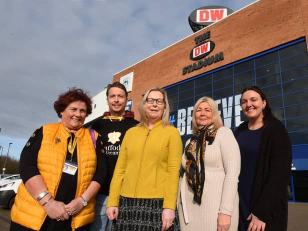 Karen Strong, Ben McNamara and Maureen Holcroft, from Daffodils Dreams, with event planner Susan Horby and sales manager Marie Worsley. at Sodexo