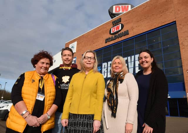Karen Strong, Ben McNamara and Maureen Holcroft, from Daffodils Dreams, with event planner Susan Horby and sales manager Marie Worsley. at Sodexo