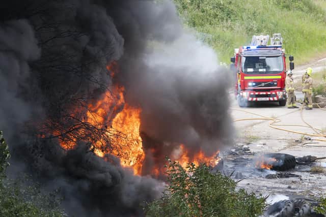 A tyre blaze similar to the one confronting Atherton firefighters at 3am today