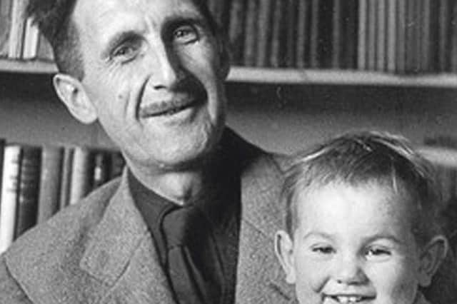 George Orwell with his adopted son Richard Blair.