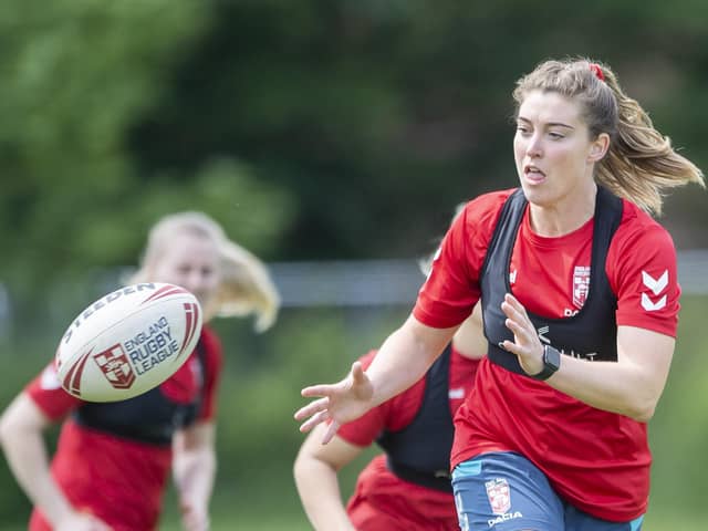 Victoria Molyneux training for England ahead of last year's World Cup on home soil