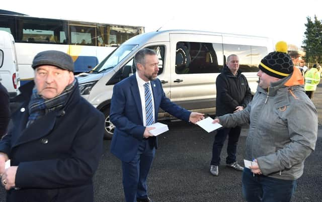 Latics CEO Mal Brannigan delivers Christmas cards at Middlesbrough