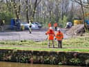 Work under way on the towpath, beginning near the Beech Hill canal bridge