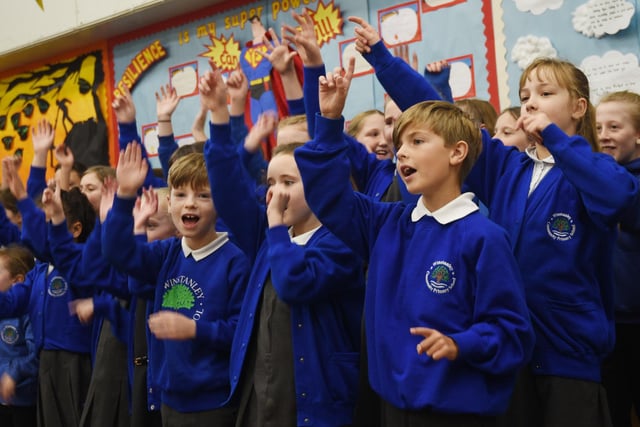The school choir in action.