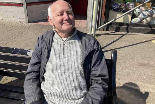 Jeff Griffiths, 83, in Ashton town centre