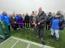 Leader of Wigan Council David Molyneux  cuts the ribbon on the new pitches at William Fosters