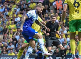 Stephen Humphrys in action against Norwich