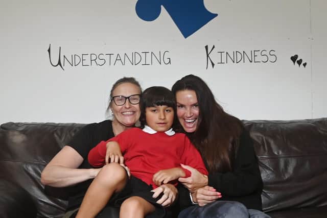Manager Hilary Chesney, left, with Cordelia Singh and her son Beaudon who has autism. ABUK (Autism Beaudon Understanding Kindness) set up by Cordelia Singh, have bought a play centre to offer SEN sessions, at Worsley Street, Pemberton.
