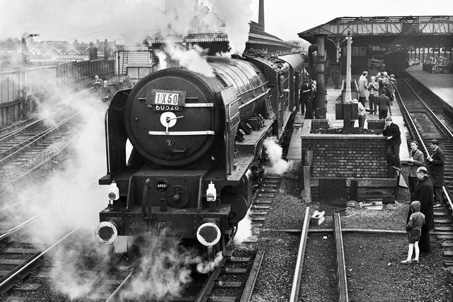 Tudor Minstrel, the last train on its way to do the Waverley run from Carlisle to Edinburgh passes through Wigan North Western Station in April 1966.
The Waverley line was a double track line which first opened in 1849 and was due to close under the Beeching Axe of many passenger lines throughout the British Isles at that time.