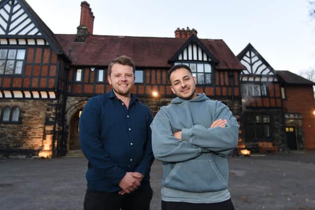 Creative directors Ryan Connor, left, and Joe Mitchinson, right, have set up a multi-functional studio for people to hire for photography shoots, filming and green-screen streaming in the historic Wigan Hall.  They, along with Scott Wilson, have also set up their own media production company Voxy Media House.
