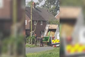 The cherry tree being felled on Warwick Drive, Hindley