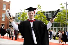 Liam Farrell at his University of Central Lancashire graduation in 2022.