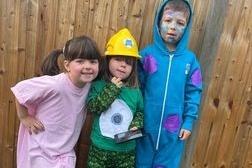 Seb 7, Tilly 5 and Theo 3 as Sully Boo and Mike Wazowski