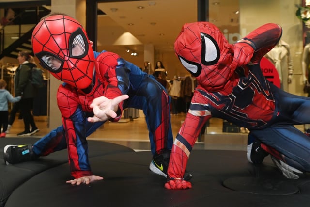 Children dress up to meet their favourite superheroes as Marvel and DC characters visit shoppers in Wigan, part of the summer holiday fun events at the Grand Arcade Shopping Centre, Wigan.