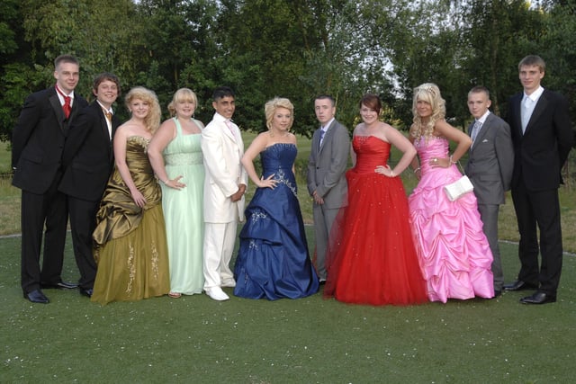 from left, Nathan Winstanley, Joshua Cunliffe, Anna Aspey, Rahana Holts, Richard Kayattianikal, Charlotte Cunli, Kieron Byron, Bethany Farrell, Sam Lesley, Rhys Seddon, Johnathan Ford - St Edmund Arrowsmith High School Leavers Ball at Up Holland Hall 2010
